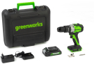 Дрель-шуруповерт аккумуляторная Greenworks GD24DD60K2 с АКБ 2 Ач и ЗУ с кейсом